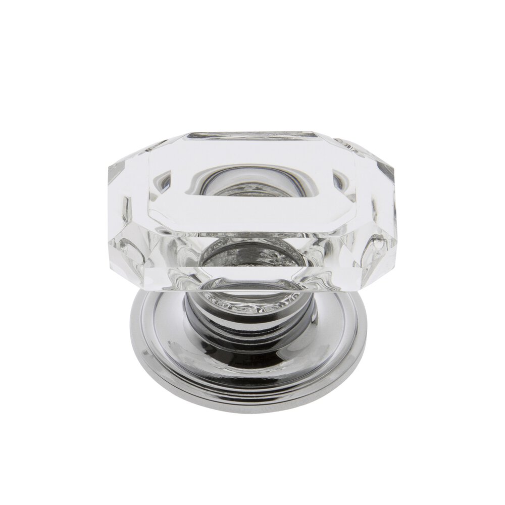 Grandeur Baguette Clear Crystal 1-3/4" Knob with Georgetown Rosette in Bright Chrome