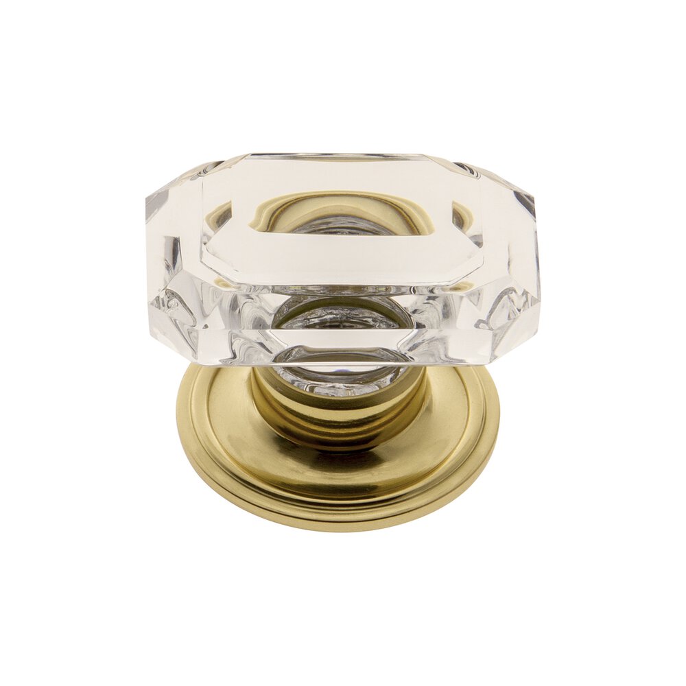 Grandeur Baguette Clear Crystal 1-3/4" Knob with Georgetown Rosette in Polished Brass