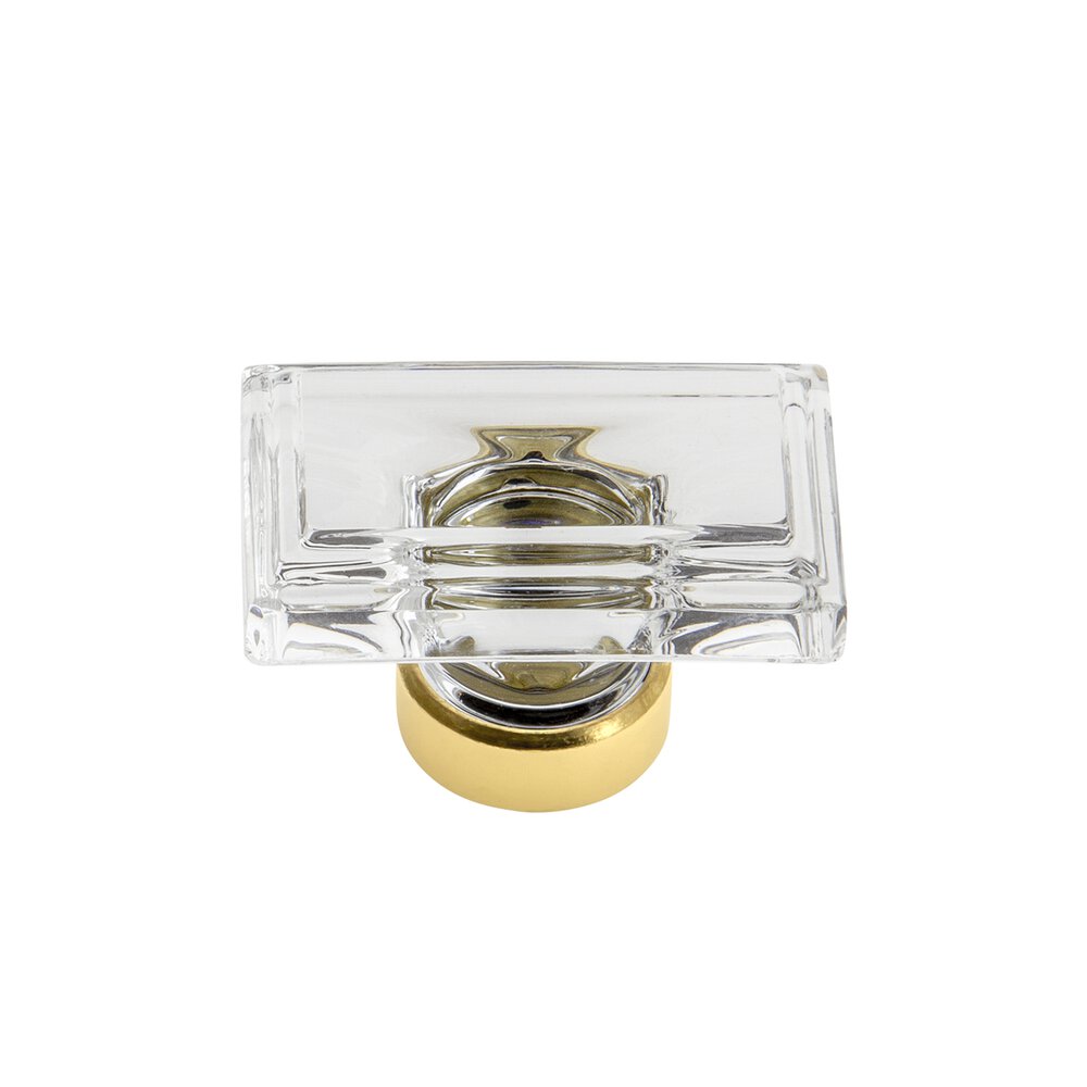 Grandeur Carre Crystal 1-3/4" Knob in Polished Brass