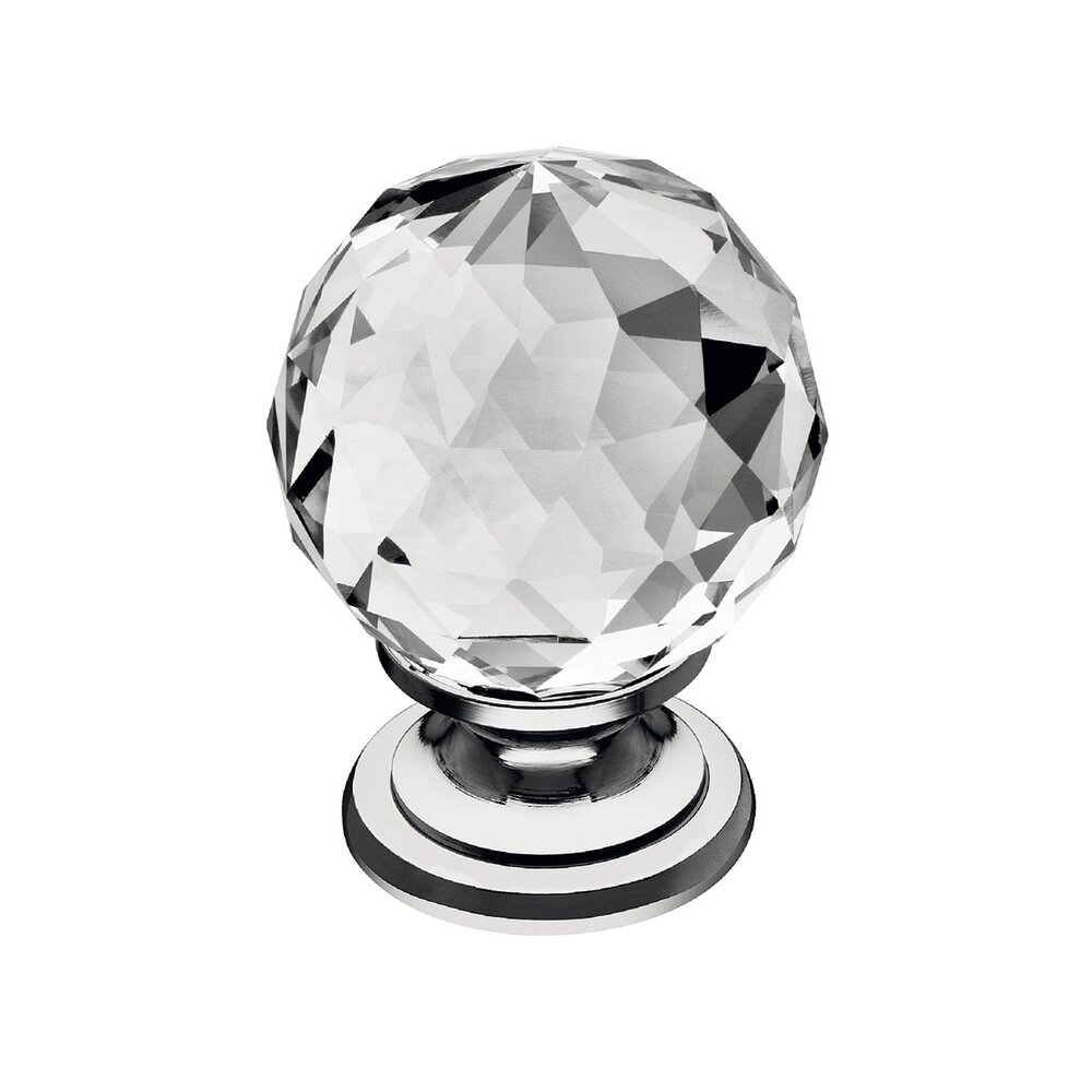 Hafele 1 3/16" Round Crystal Knob in Polished Chrome/Clear