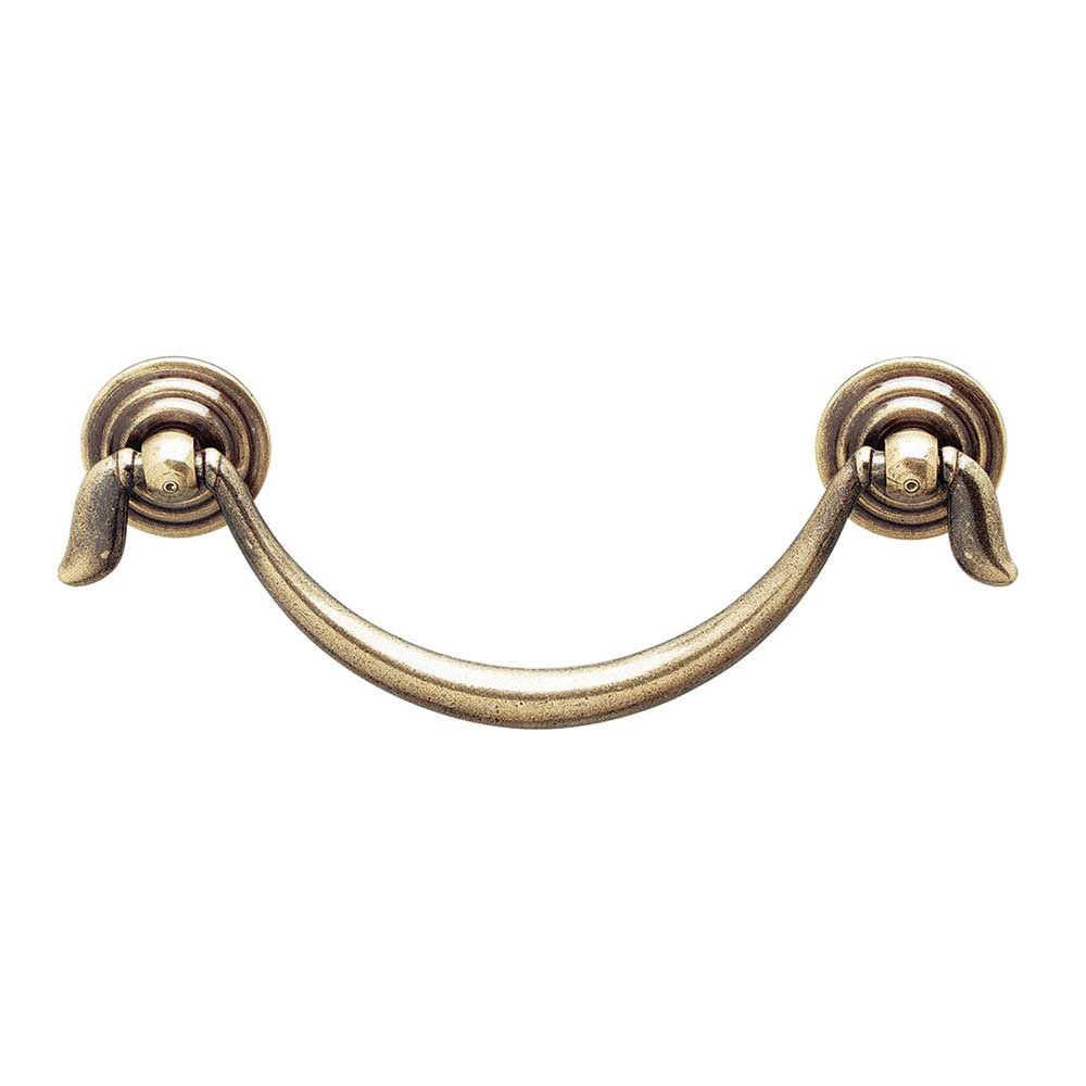 Hafele Solid Brass Drop Pull 3 3/4" Centers Drop Pull in Antique English