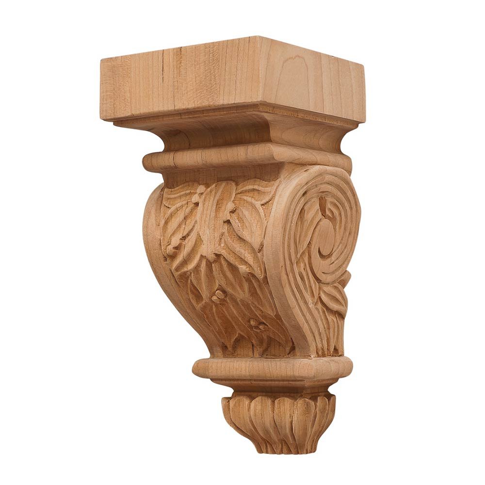 Hafele 6" Tall Hand Carved Wooden Corbel in Cherry