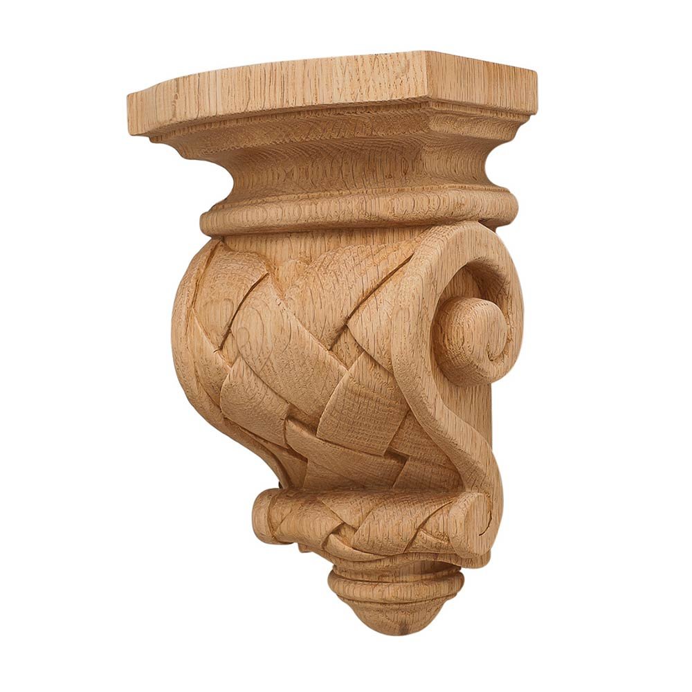 Hafele 9" Tall Hand Carved Wooden Corbel in Oak
