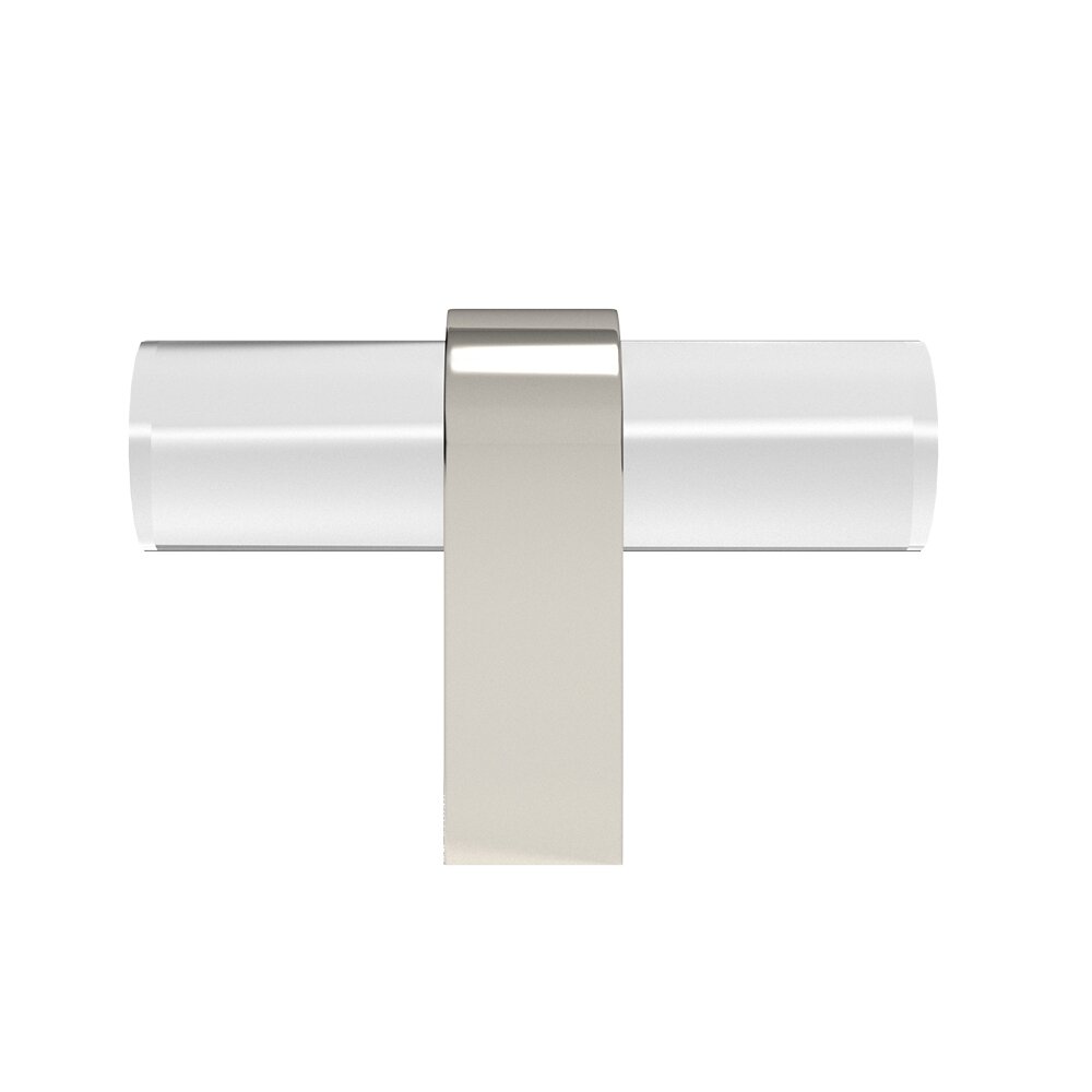 Hapny Hardware 2" (51mm) Long T-Knob in Polished Nickel and Clear Acrylic