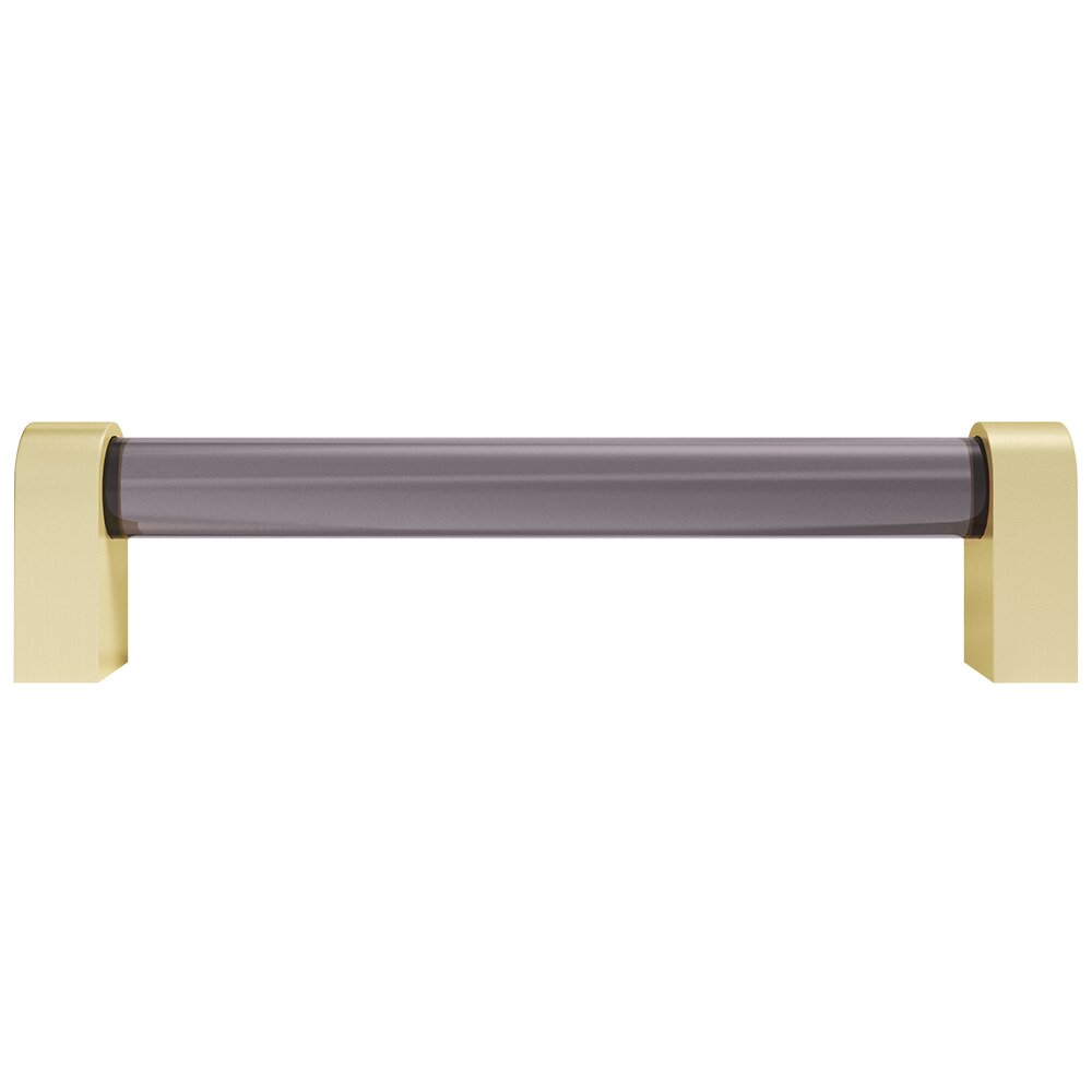 Hapny Hardware 5" (128mm) Centers Cabinet Pull in in Satin Brass and Smoke Acrylic