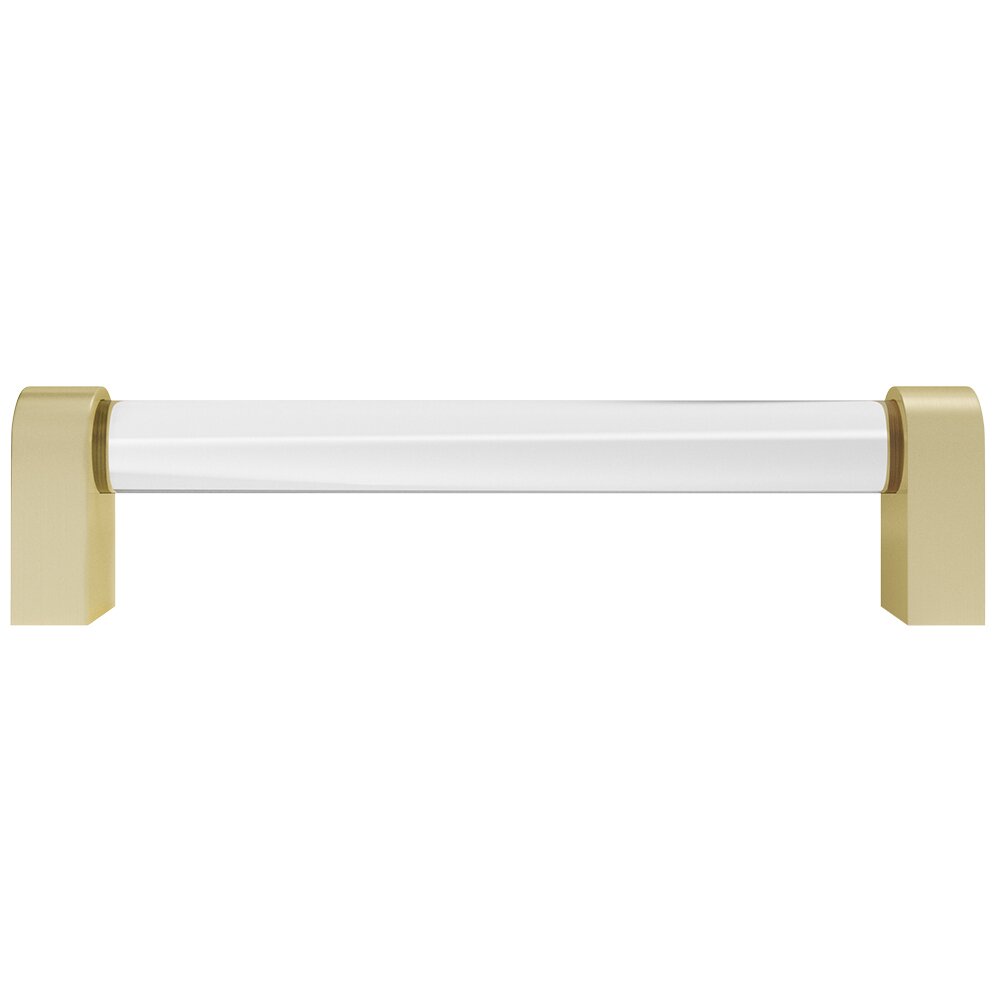 Hapny Hardware 5" (128mm) Centers Cabinet Pull in in Satin Brass and Clear Acrylic