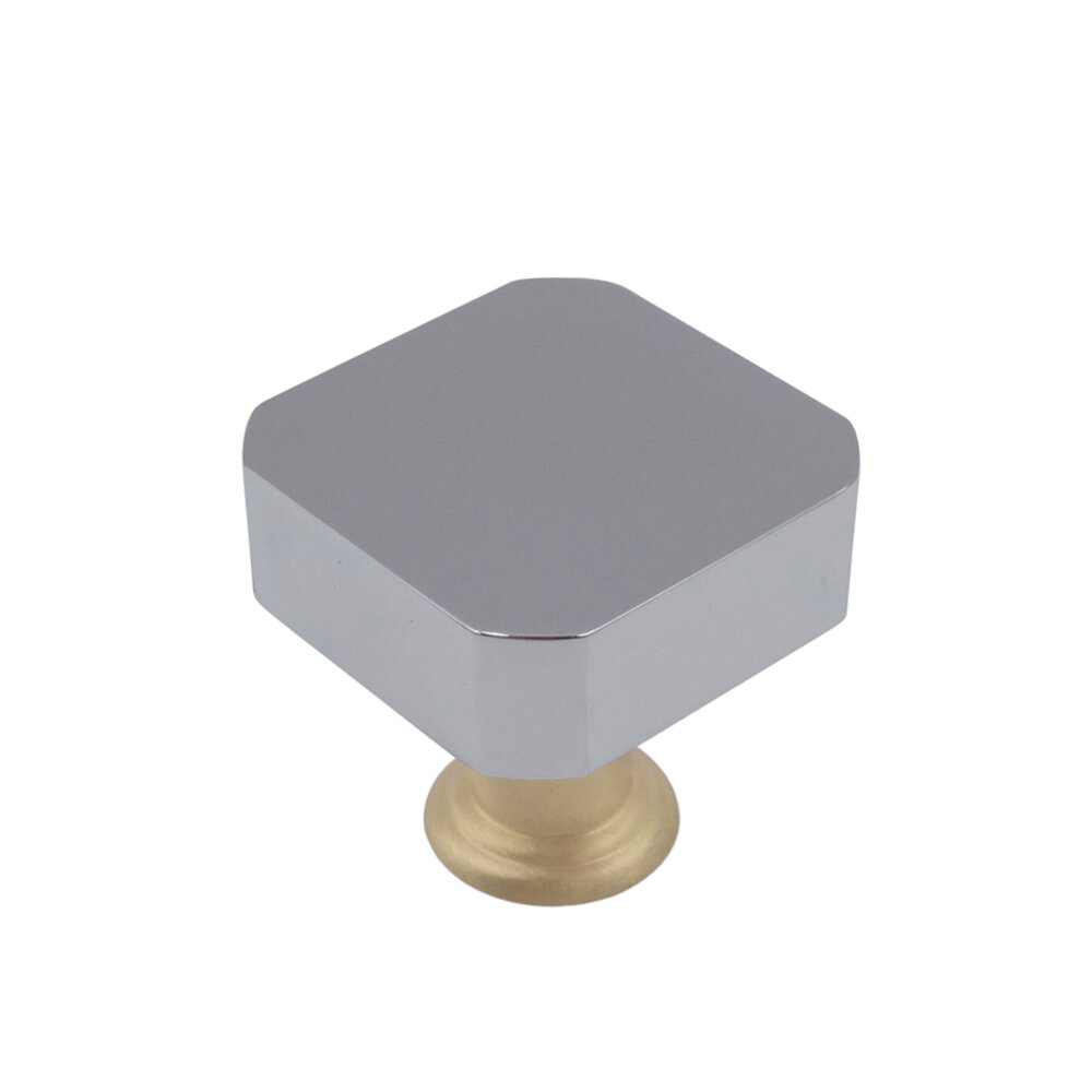 Hapny Hardware 1-1/8" (29mm) Wide Cabinet Knob in Polished Chrome and Satin Brass