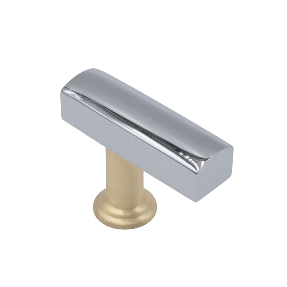 Hapny Hardware 1-3/4" (44mm) Long T-Knob in Polished Chrome and Satin Brass
