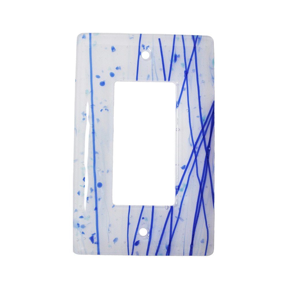 Hot Knobs Single Rocker Glass Switchplate in Blue & White