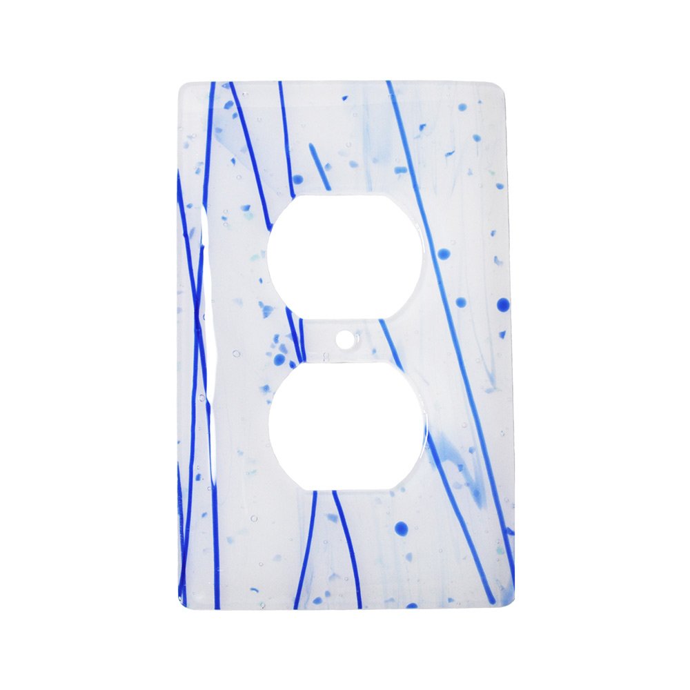 Hot Knobs Single Outlet Glass Switchplate in Blue & White