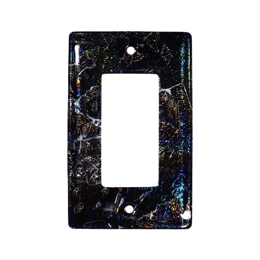 Hot Knobs Single Rocker Glass Switchplate in Fractures Black