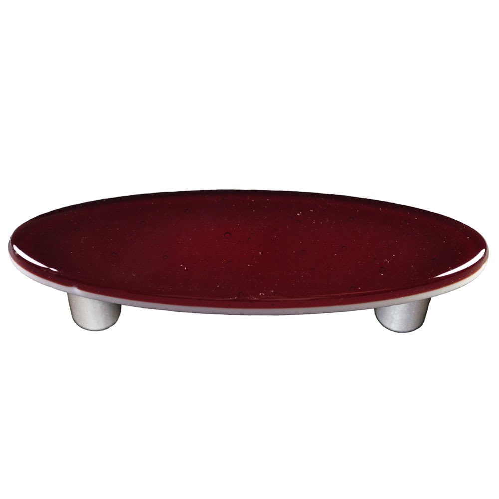 Hot Knobs 3" Centers Oval Handle in Garnet Red with Aluminum base