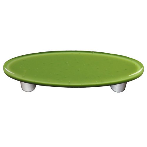 Hot Knobs 3" Centers Oval Handle in Olive Green with Aluminum base