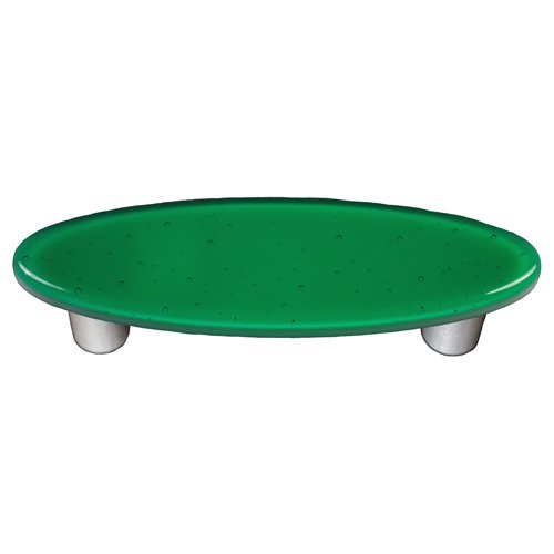 Hot Knobs 3" Centers Oval Handle in Emerald Green with Aluminum base
