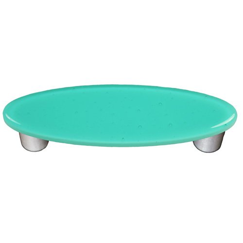 Hot Knobs 3" Centers Oval Handle in Light Aqua Blue with Black base