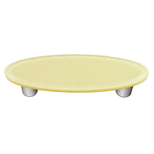 Hot Knobs 3" Centers Oval Handle in French Vanilla with Aluminum base