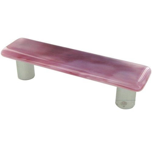 Hot Knobs 3" Centers Handle in Light Cranberry Swirl with Aluminum base