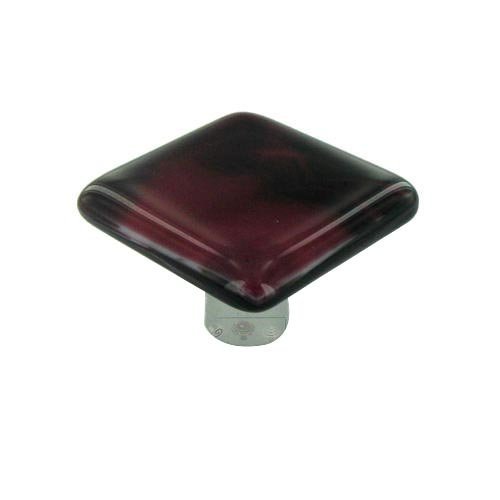 Hot Knobs 1 1/2" Knob in Dark Cranberry Swirl with Aluminum base