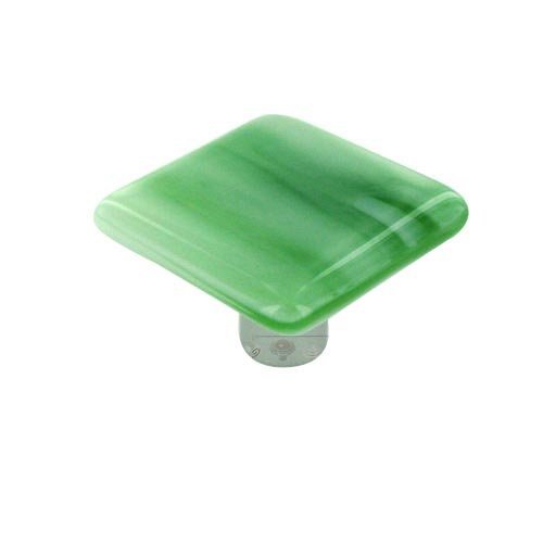 Hot Knobs 1 1/2" Knob in Light Green Swirl with Aluminum base