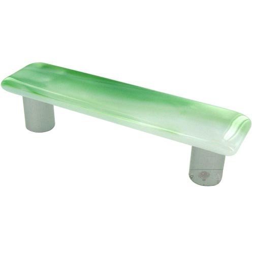 Hot Knobs 3" Centers Handle in Light Green Swirl with Aluminum base