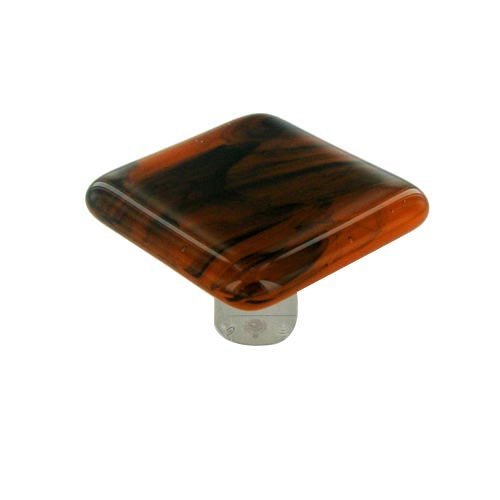 Hot Knobs 1 1/2" Knob in Black Swirl with Opal Orange with Aluminum base