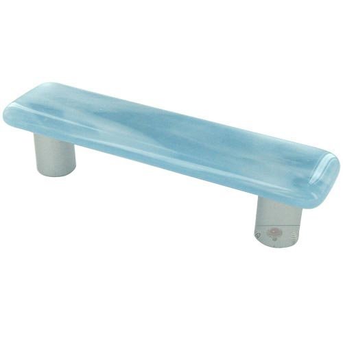 Hot Knobs 3" Centers Handle in White Swirl & Powder Blue with Aluminum base