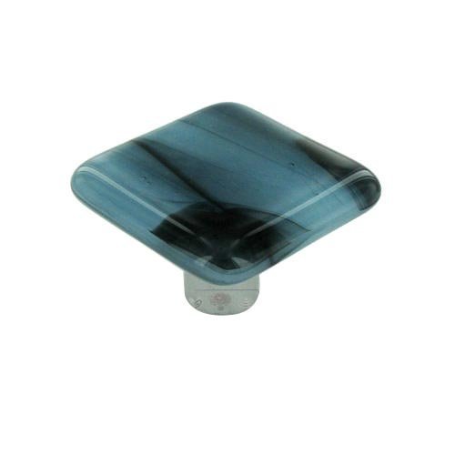 Hot Knobs 1 1/2" Knob in Black Swirl with Powder Blue with Aluminum base