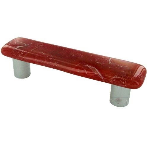 Hot Knobs 3" Centers Handle in Fractures Brick Red with Aluminum base