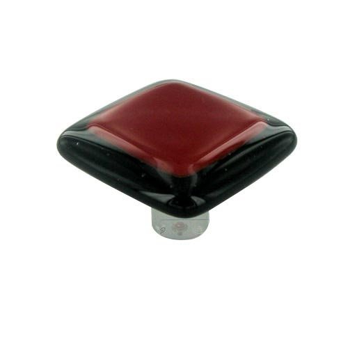 Hot Knobs 1 1/2" Knob in Black Border & Brick Red with Aluminum base