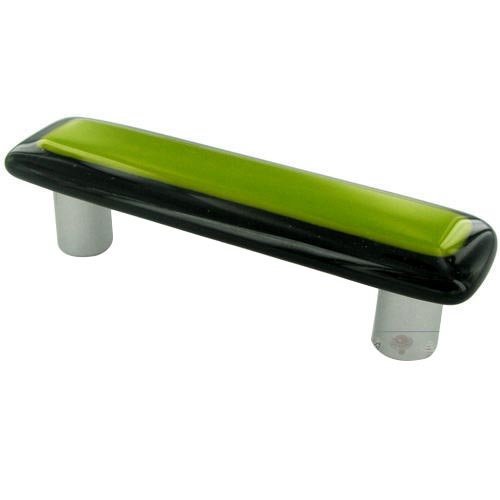 Hot Knobs 3" Centers Handle in Black Border & Spring Green with Aluminum base