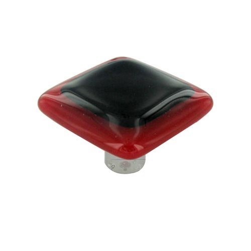 Hot Knobs 1 1/2" Knob in Brick Red Border & Black with Aluminum base