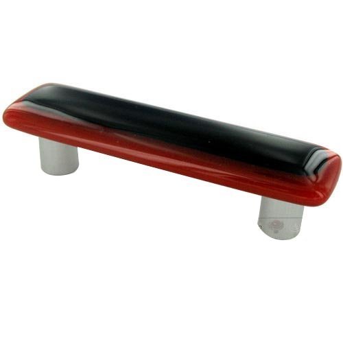 Hot Knobs 3" Centers Handle in Brick Red Border & Black with Aluminum base