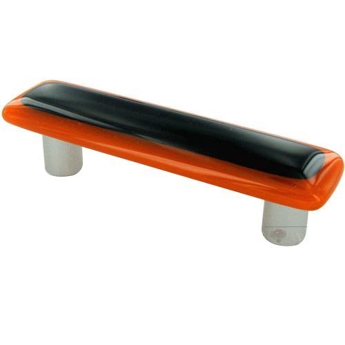 Hot Knobs 3" Centers Handle in Opal Orange Border & Black with Aluminum base