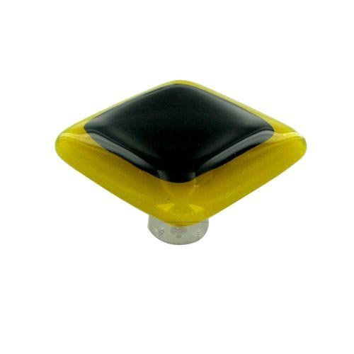 Hot Knobs 1 1/2" Knob in Sunflower Yellow Border & Black with Black base
