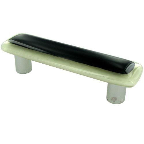 Hot Knobs 3" Centers Handle in French Vanilla Border & Black with Aluminum base