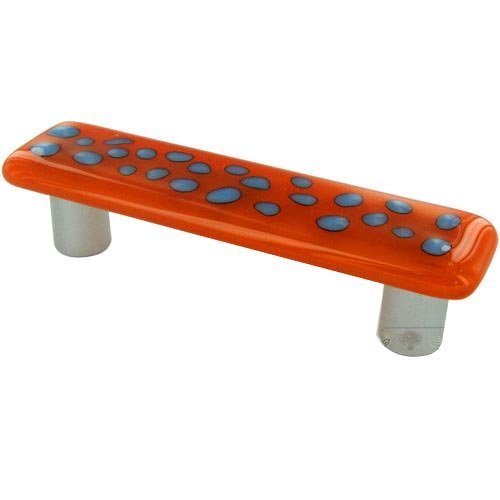 Hot Knobs 3" Centers Handle in Reactive Clear & Opal Orange with Aluminum base