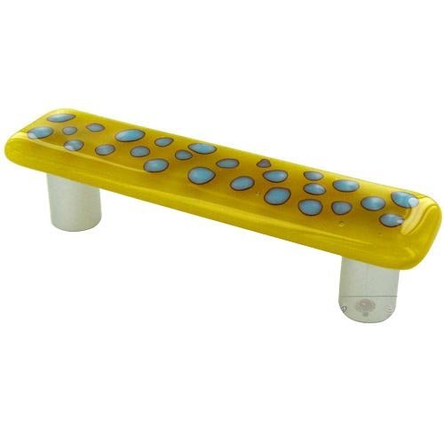 Hot Knobs 3" Centers Handle in Reactive Clear & Sunflower Yellow with Aluminum base