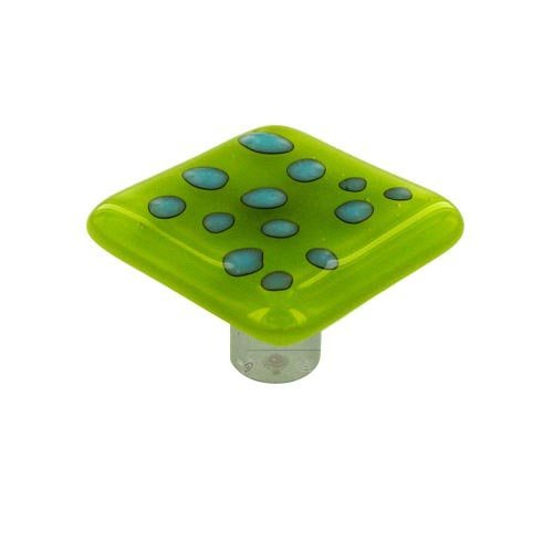 Hot Knobs 1 1/2" Knob in Reactive Clear & Spring Green with Aluminum base