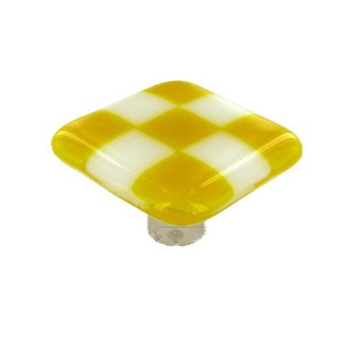 Hot Knobs 1 1/2" Knob in Sunflower Yellow with White Squares with Black base