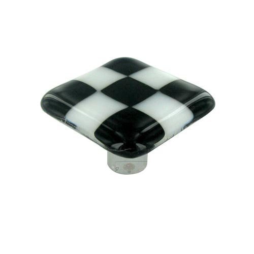 Hot Knobs 1 1/2" Knob in Black with White Squares with Black base