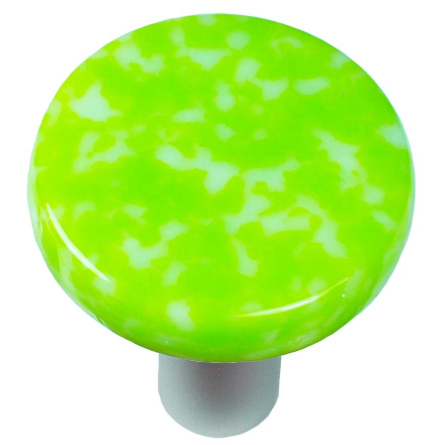 Hot Knobs 1 1/2" Diameter Knob in Spring Green & White with Aluminum base