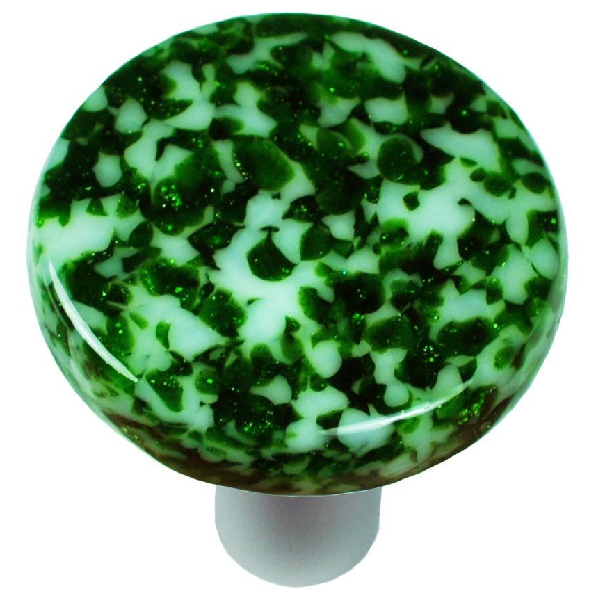 Hot Knobs 1 1/2" Diameter Knob in Light Metallic Green & White with Black base