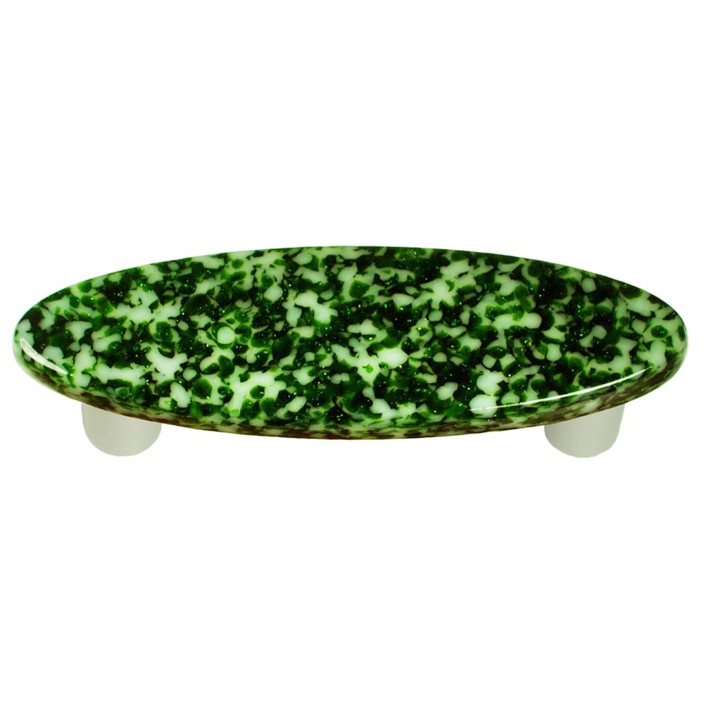 Hot Knobs 3" Centers Handle in Light Metallic Green & White with Aluminum base