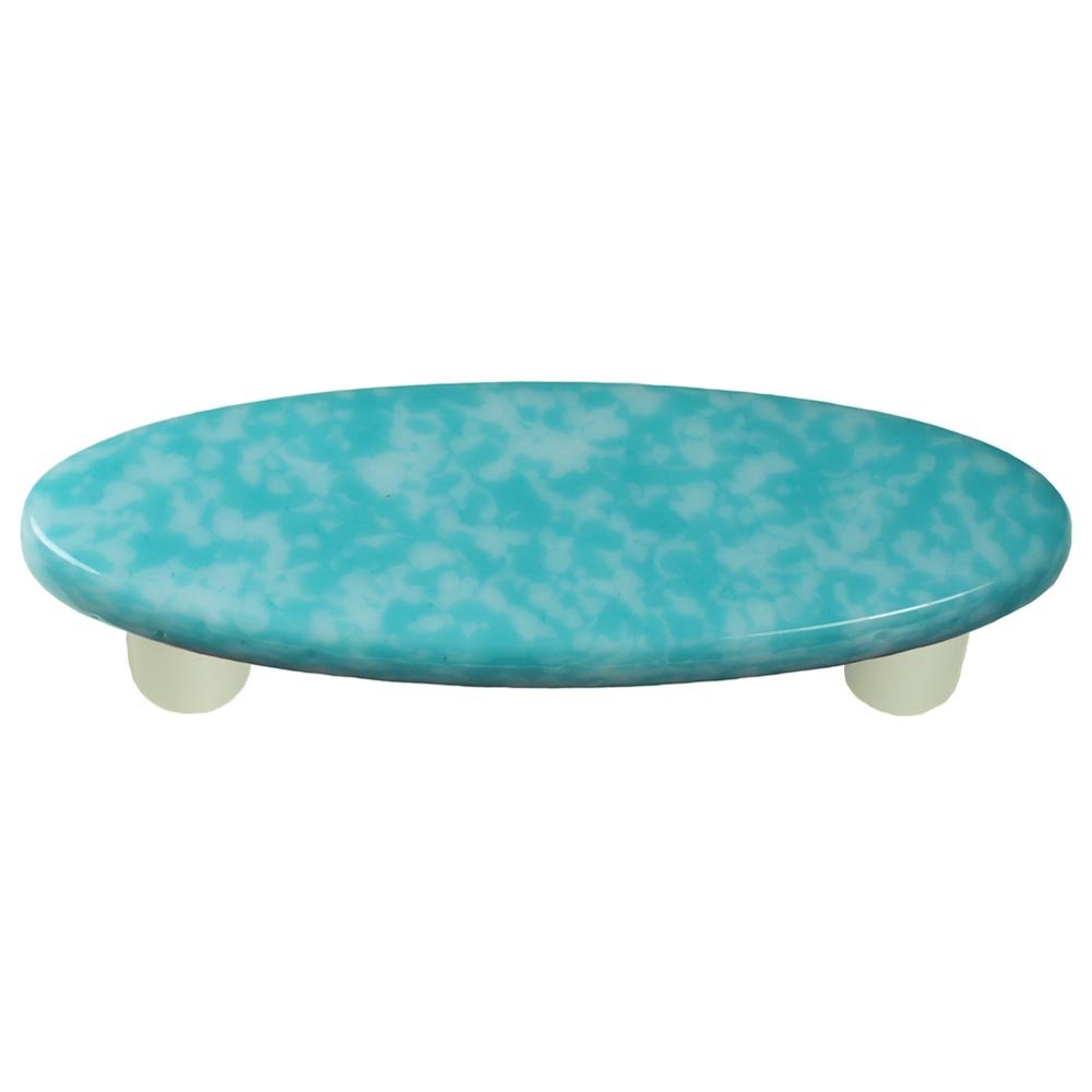 Hot Knobs 3" Centers Handle in Turquoise Blue & White with Aluminum base