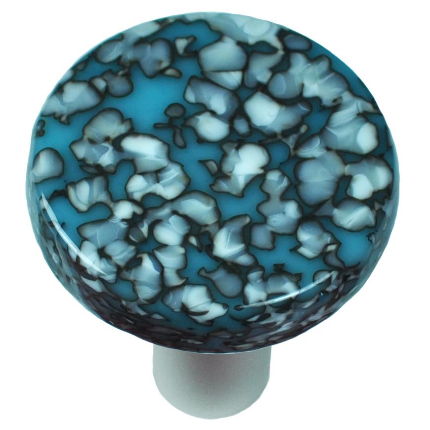 Hot Knobs 1 1/2" Diameter Knob in Turquoise Blue & French Vanilla with Aluminum base
