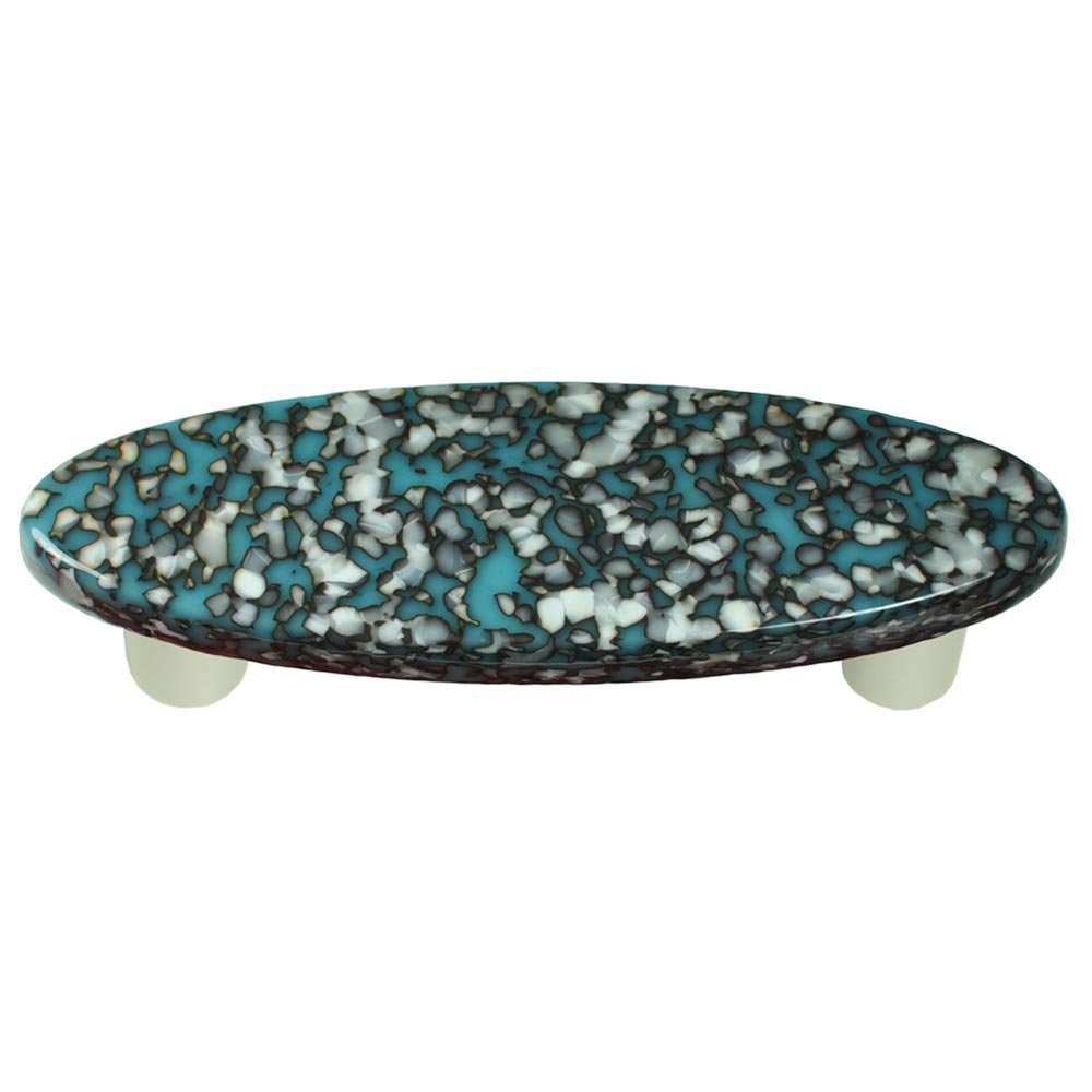 Hot Knobs 3" Centers Handle in Turquoise Blue & French Vanilla with Aluminum base