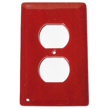 Hot Knobs Single Outlet Glass Switchplate in Brick Red