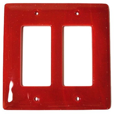 Hot Knobs Double Rocker Glass Switchplate in Brick Red