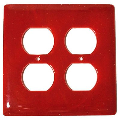 Hot Knobs Double Outlet Glass Switchplate in Brick Red