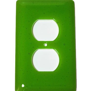Hot Knobs Single Outlet Glass Switchplate in Spring Green